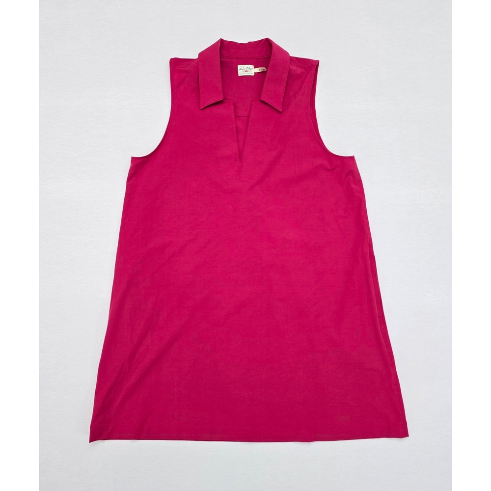 Faherty Brand All Day Pink Sleeveless V-Neck Pocket Dress Womens  Large